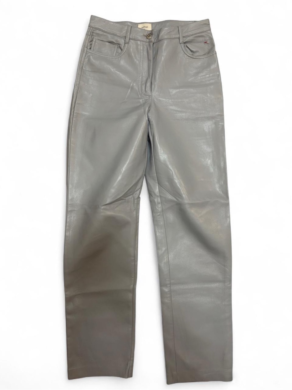 Aritzia Wilfred Gray Coated Straight-Leg Faux Leather Pants